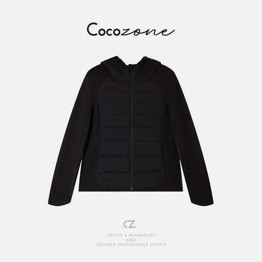 刘一一 “95鹅”连帽纯色简约格纹鹅绒羽绒服 CD2A2410 商品图0