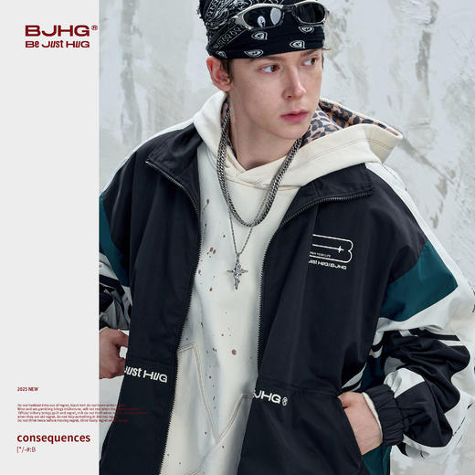 BJHG不计后果复古运动外套男款秋季新款结构撞色设计感夹克外套女 商品图1