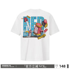 REDCHARCOAL 红炭凉感速干游乐鬼印花短袖T恤男夏季潮流宽松半袖