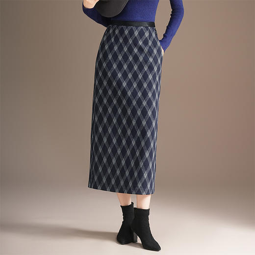 QYM 772-Y西装半身裙中长款开衩包臀裙直筒一步裙 商品图1