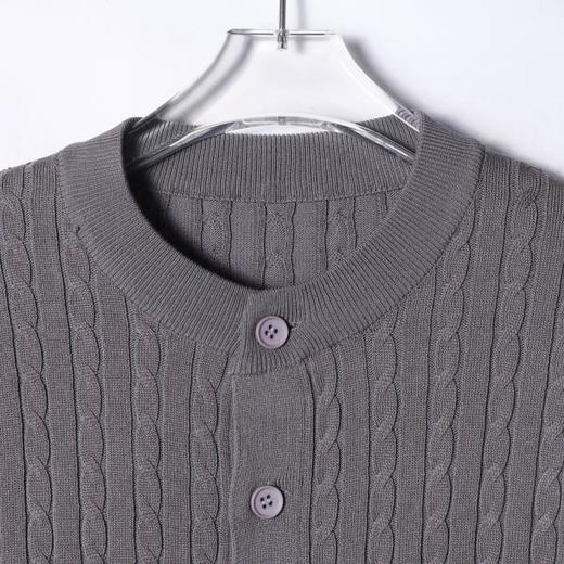 46764SDSA男士秋冬新款痞帅男装极简风短款纽花圆领针织衫百搭开衫毛衣 商品图2