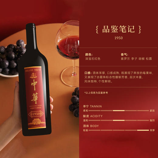 （任意2瓶赠礼袋）尽显尊贵，唯我中华 | 国宴上的一抹“中国红”，中华红酒 中华1972/1950礼盒装，高品质赤霞珠红酒，商务宴请、家人朋友聚餐团建镇桌之宝 商品图7