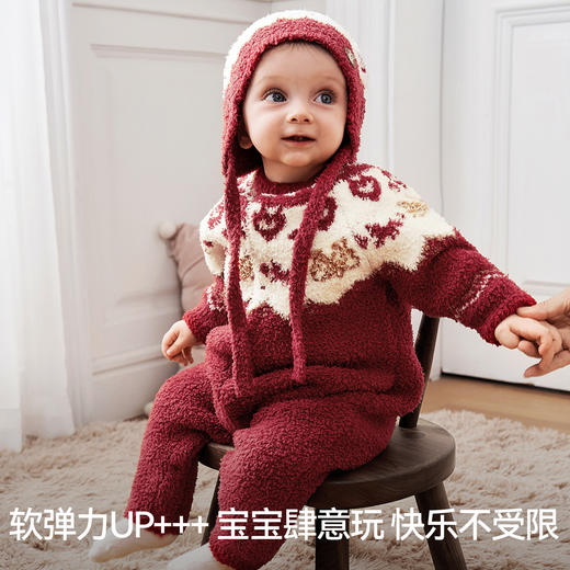【宝宝服饰】嫚熙婴儿连体衣半边绒宝宝衣服男女加厚保暖外出爬服哈衣秋冬新款 商品图3