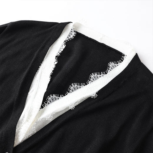 丁摩新款撞色拼接v领针织开衫女小香风气质减龄显瘦上衣5ZF-00378 商品图2