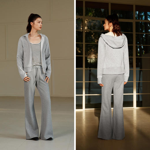 森马外套女冬季分割插肩袖紧身抓毛连帽2025新款显瘦休闲时尚夹克 商品图4