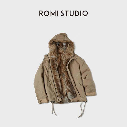 ROMI STUDIO“暖奢顶配”兔毛皮狼毛帽檐皮草白鹅绒外套RWCWWG6395 商品图1
