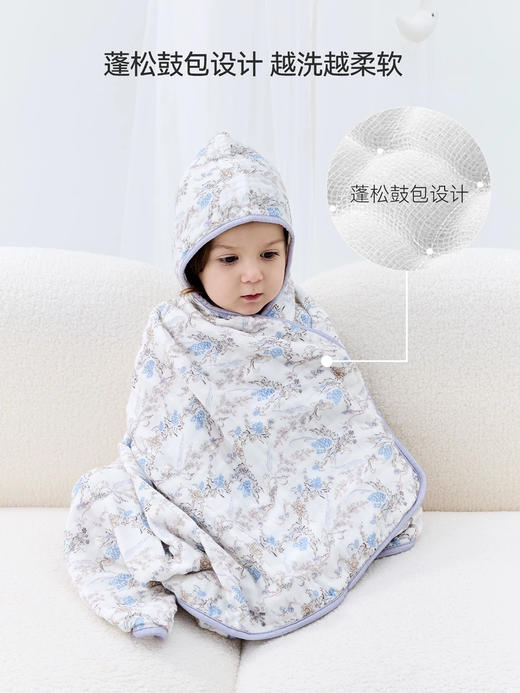 Domiamia 婴幼儿六层纱布带帽浴巾 新生儿包单 商品图0