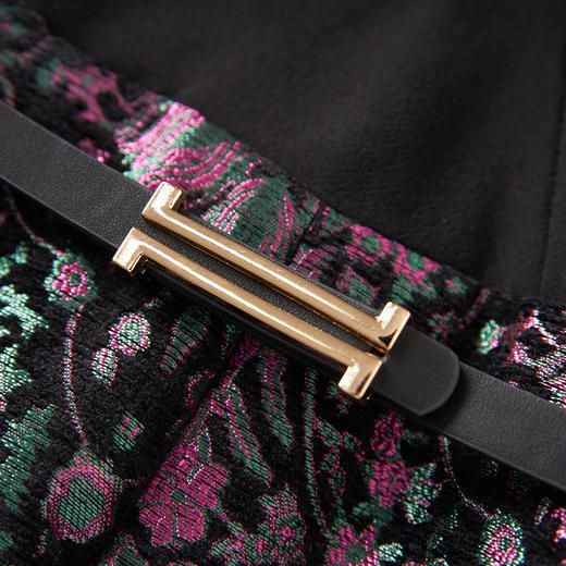 轻奢重磅雪尼尔提花假两件，收腰大摆连衣裙宴会礼服WLZD-25111104 商品图2