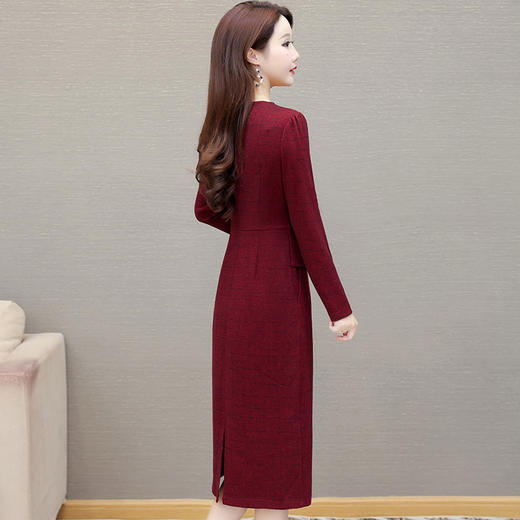 QYM 1125X19-Y长袖连衣裙平时可穿婚礼服包臀裙假两件 商品图2