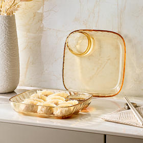 【自营】 康宁 晶炫饺子盘大容量带独立醋碟设计 1个