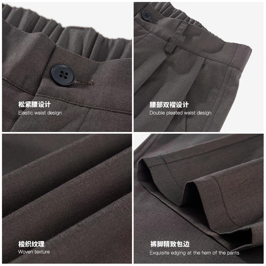 REDCHARCOAL 红炭深灰色叠褶垂感直筒西裤夏新款休闲裤男西装裤子 商品图3