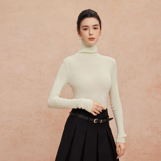 QG632斯尔丽25秋季新款超细纱支高领打底百搭细腻柔软贴身长袖针织衫 商品图10