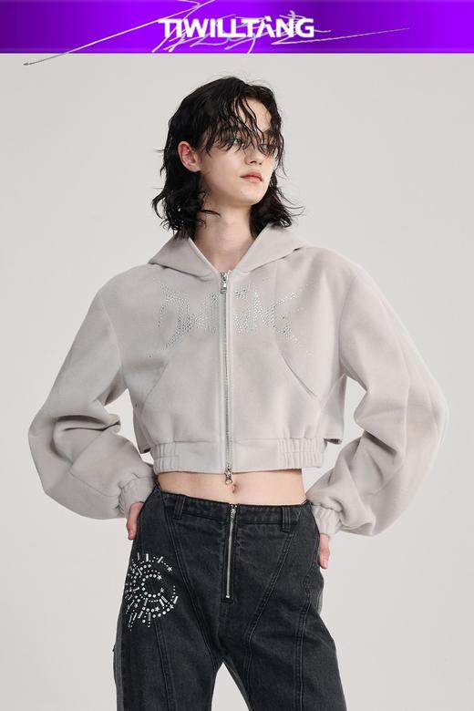 启世录TIWILLTANG“溶解密度”金属烫铜水貂绒卫衣外套 商品图5