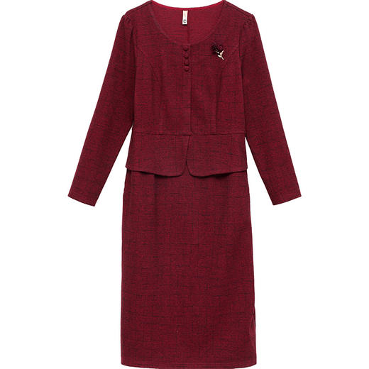 QYM 1125X19-Y长袖连衣裙平时可穿婚礼服包臀裙假两件 商品图4