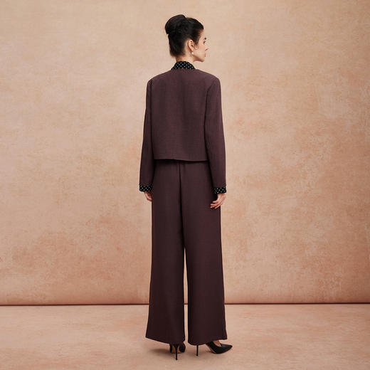 QG101斯尔丽25新款时尚套装文艺通勤小香外套波点丝巾配修身直腿裤套装 商品图1