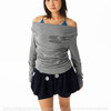 CryingCenter凉感系列斜肩长袖露肩褶皱凉感上衣 哭喊中心 商品缩略图3