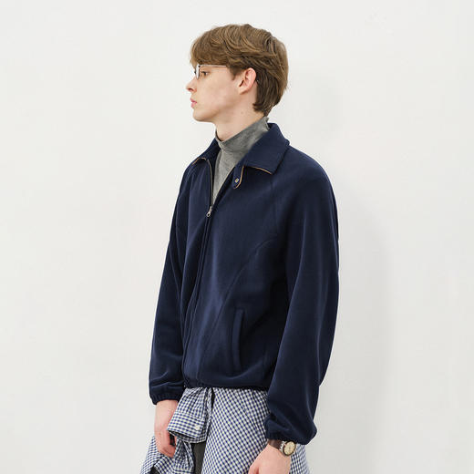 714street奥粒绒撞色卫衣开衫男2025秋冬微宽松落肩翻领夹克外套 商品图2