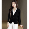 丁摩新款撞色拼接v领针织开衫女小香风气质减龄显瘦上衣5ZF-00378 商品缩略图1