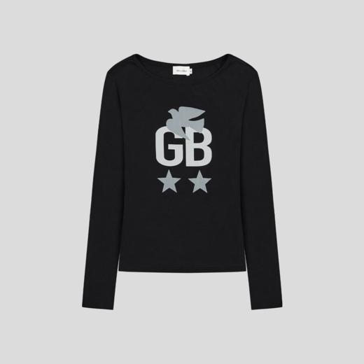GOODBAI 星星白鸽GB印花正肩收腰长袖T恤 商品图3
