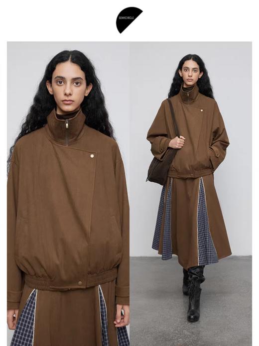 半圆/Q5521770/立领长袖麂皮外套 商品图0