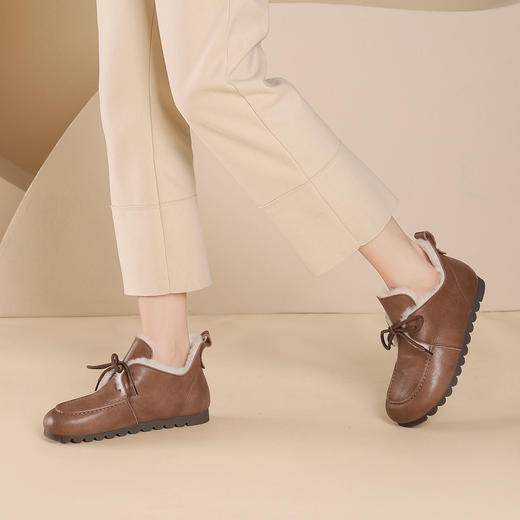 westory2024年秋冬新款休闲风厚底平跟舒适百搭毛毛鞋休闲板鞋W24DM85011 商品图4