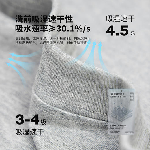 REDCHARCOAL红炭花灰色凉感速干字母短袖T恤男夏季新款男士半袖 商品图2