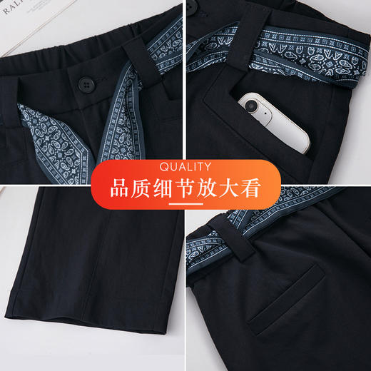 HSS 3058简约直筒丝带直筒裤高腰质感显瘦休闲窄版阔腿裤 商品图4