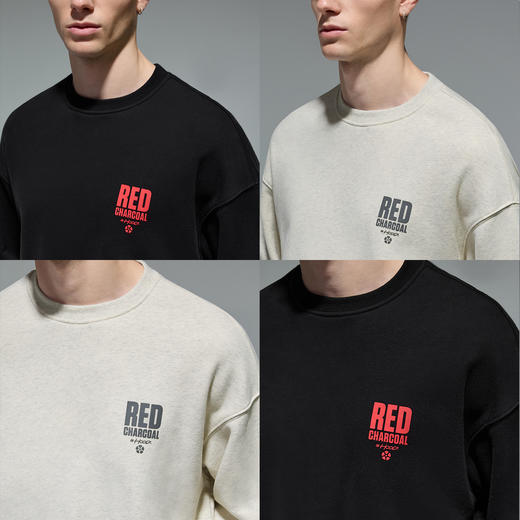 REDCHARCOAL 红炭黑色经典logo圆领卫衣男秋新款潮牌宽松男士上衣 商品图3