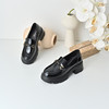 经典鲨2025年秋季专柜新款百搭黑色圆头通勤中粗跟乐福鞋女KW163-537131 商品缩略图2