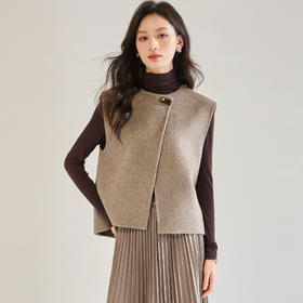 「高货sh」全新升级【铂金会员404/天猫539/差价135】(93950)洛诗琳轻奢气质羊毛无袖上衣2025秋冬气质双面呢马甲外套