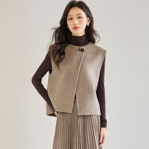 「高货sh」全新升级【铂金会员404/天猫539/差价135】(93950)洛诗琳轻奢气质羊毛无袖上衣2025秋冬气质双面呢马甲外套 商品图0