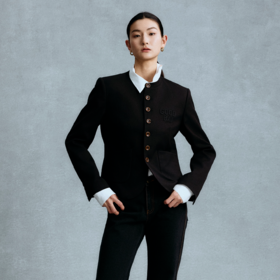 GOODBAI logo贴布绣小立领纽扣正肩西装外套