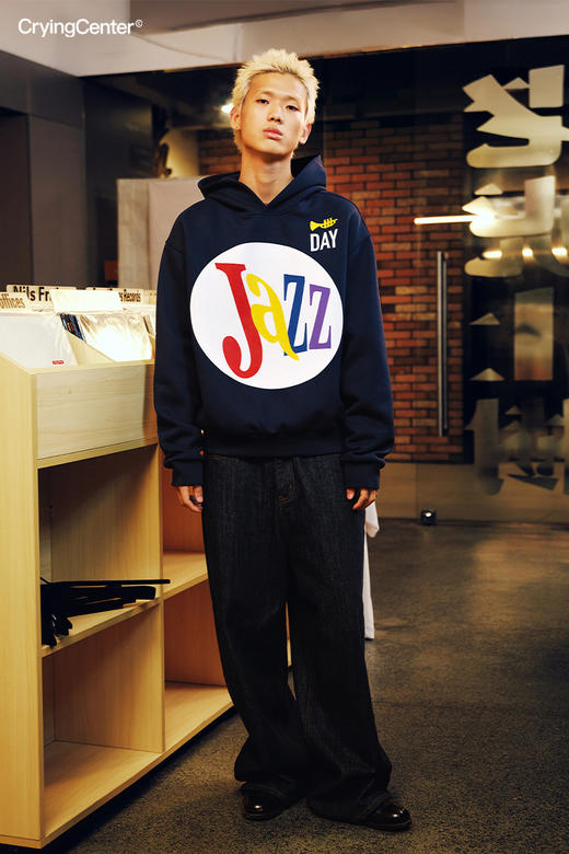 CryingCenterJazzDay碟片印花空气感廓形戴帽卫衣 哭喊中心 商品图4