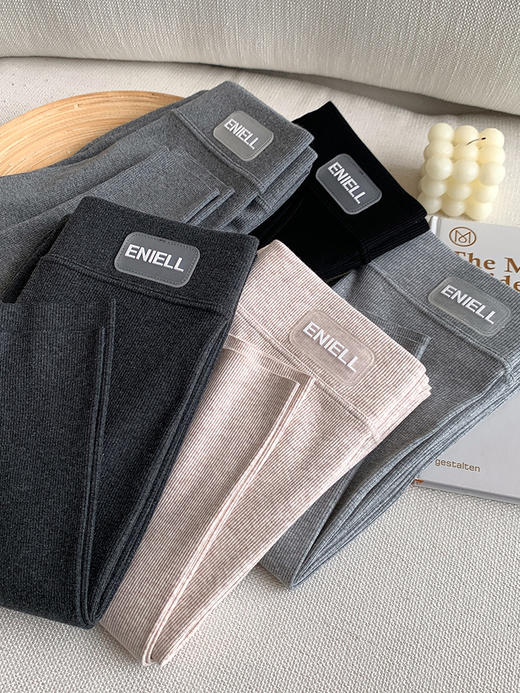 【高腰打底裤棉裤】棉质螺纹保暖裤 外穿修身显瘦弹力九分小脚裤秋冬款 商品图0