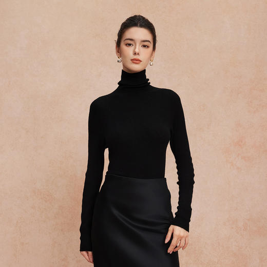 QG632斯尔丽25秋季新款超细纱支高领打底百搭细腻柔软贴身长袖针织衫 商品图14