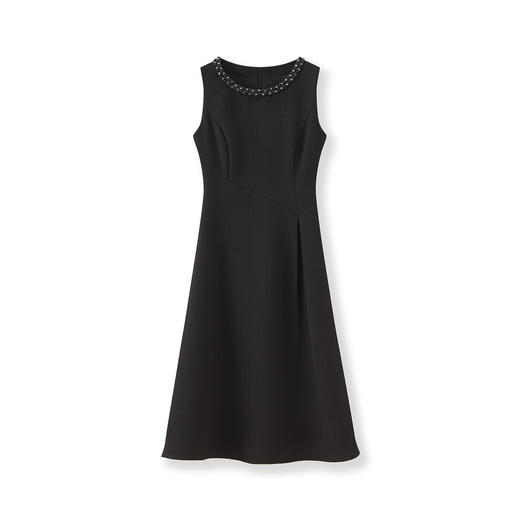 「高货wl」全新升级【铂金会员330/天猫439/差价109】(05453)洛诗琳法式赫本气质钉珠连衣裙2025秋季收腰显瘦A字裙女 商品图4