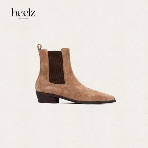 heelz设计师手工鞋履 ｜自在方头牛翻毛皮 切尔西靴 3.5 公分 商品图0