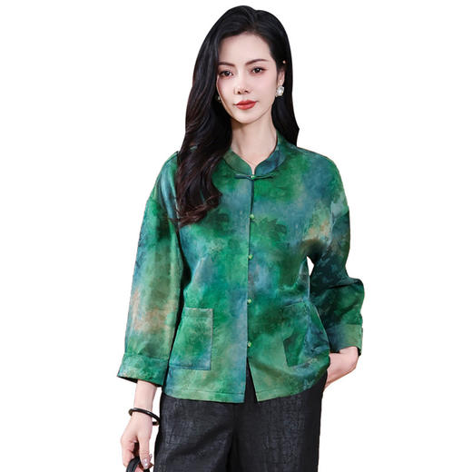 丁摩香云纱真丝上衣小欧姆龙小看桑蚕丝新中式时尚装外套AL2902 商品图4