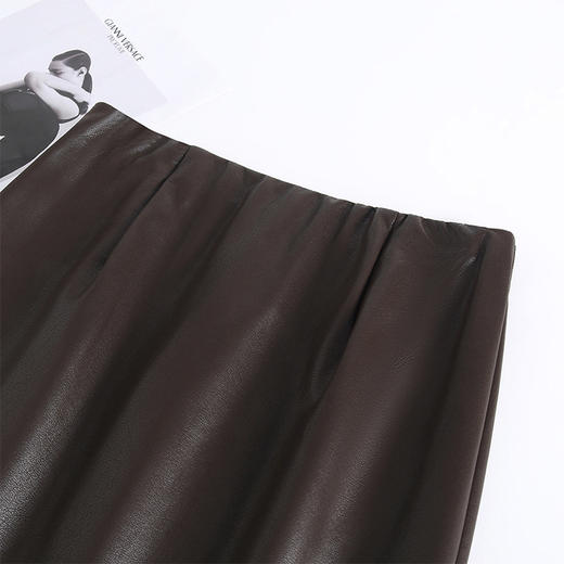 QYM 767-Y皮包裙PU皮裙时尚高腰半身裙开衩一步裙 商品图3