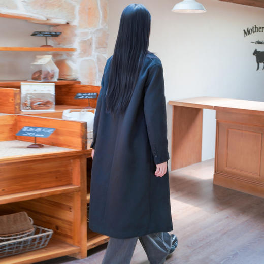 谜底呢子大衣女2025冬季新款通勤简约双排扣直筒羊毛呢258MD5501 商品图2