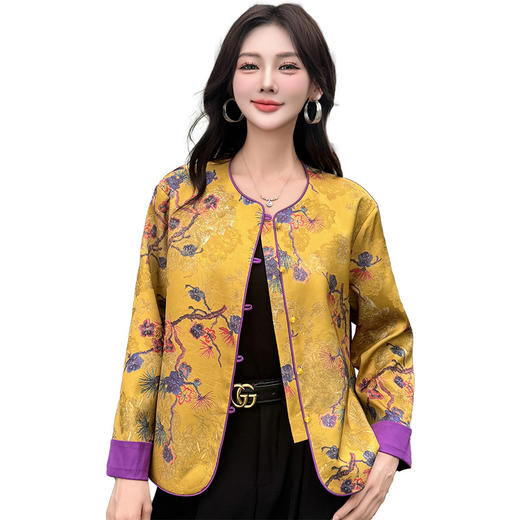 QYM 5962-Y时尚复古外套印花中式国风短款休闲上衣 商品图4
