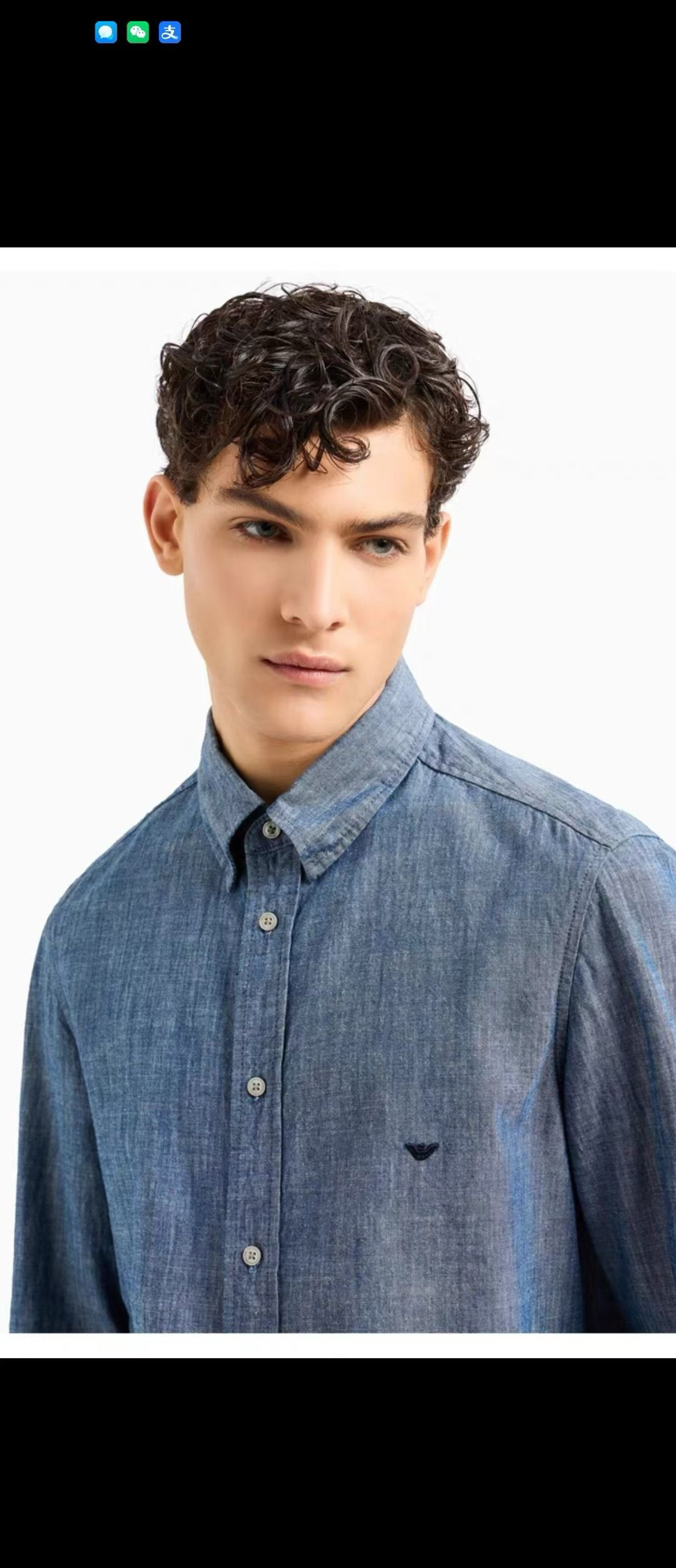 【秒杀价已调 直接拍】 S-XXL码 纯原 阿玛尼 男款 前胸经典小Logo刺绣 牛仔工艺衬衣