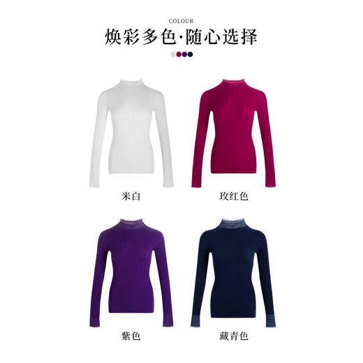 【林栖设计小店】（现货）花边领毛织上衣复古修身打底百搭保暖2025秋冬新品毛衣女1932454-藏青色米白色1961288 商品图4
