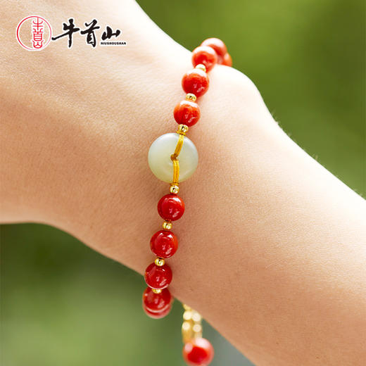 牛首山文创吉祥平安扣南红手串南京纪念品小众高级感手链节日礼物 商品图0