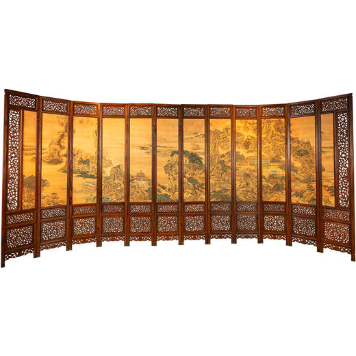 清中期	黄花梨透雕螭龙纹十二扇炕屏 商品图5