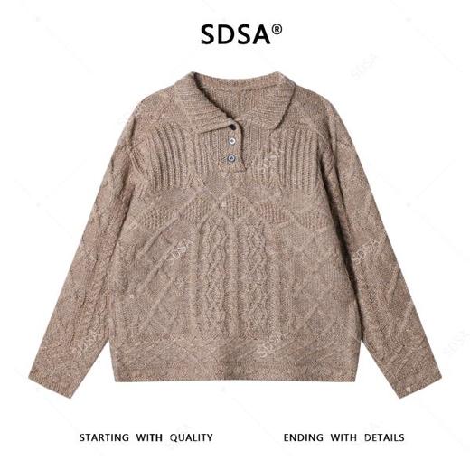 9925SDSA男士秋冬新款痞帅男装复古纽花polo领针织衫慵懒风百搭毛衣 商品图1