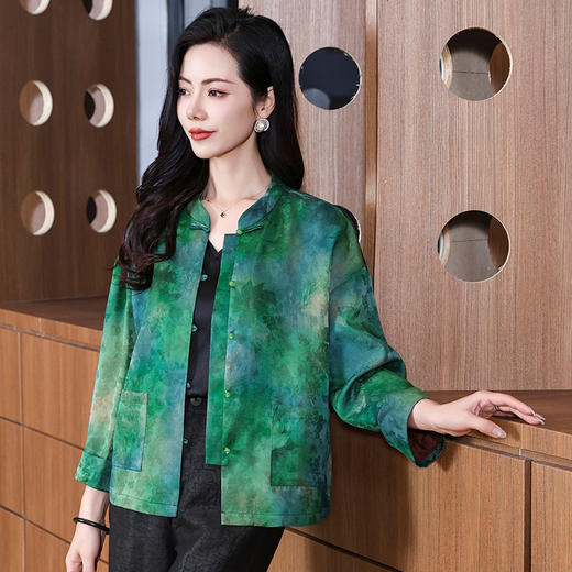 丁摩香云纱真丝上衣小欧姆龙小看桑蚕丝新中式时尚装外套AL2902 商品图2