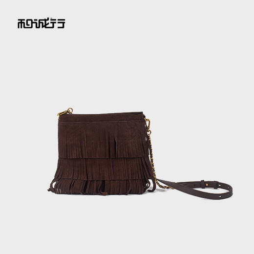 和诚行2025秋冬新款时尚磨砂水桶包休闲流苏装饰单肩包4420167 商品图4
