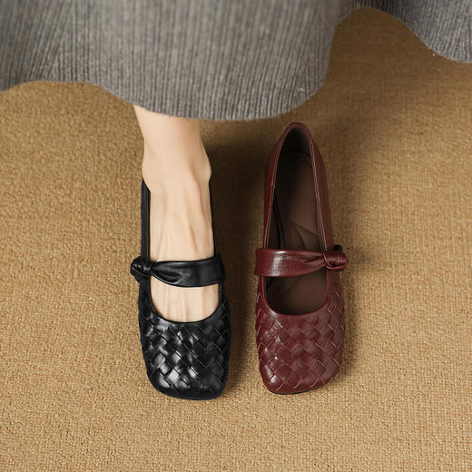 【预售5天】软羊皮编织低跟浅口单鞋，百搭一字带玛丽珍女鞋ASN&2912 商品图4