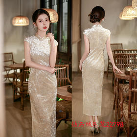 SKY 22798时尚优雅新中式改良丝绒压花旗袍